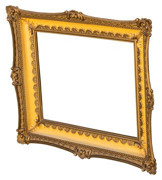 Ornate Gold Picture Frame Against White Background