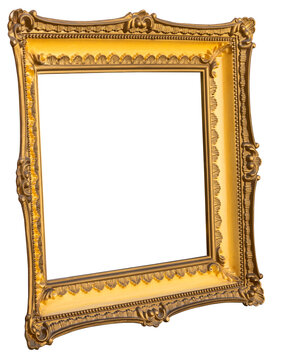 Ornate Golden Picture Frame with Intricate Carvings