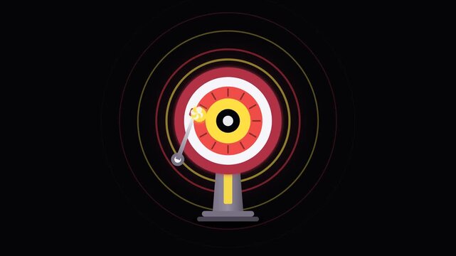 Firefighter alert siren beacon rotating red and yellow signal animation on dark background flat vector style
