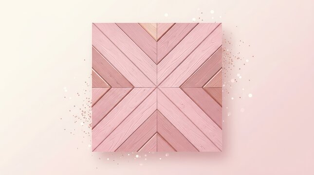 Abstract geometric background with pink wooden planks in chevron pattern