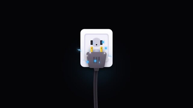 Wall outlet power adapter emergency responder gear charging station on black background 3D render animation