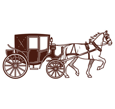 Horse drawn carriage with one horse pulling a traditional vehicle  old style transportation