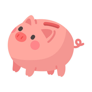 Adorable cartoon pink piggy bank symbolizing financial savings, investments, and future security