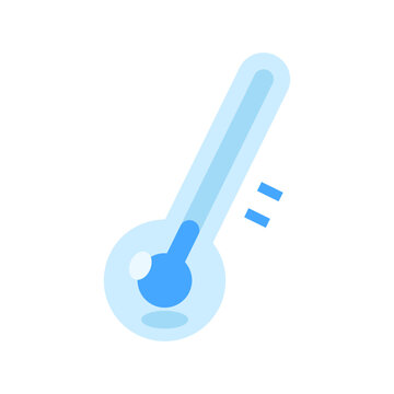 Minimalist blue thermometer icon displaying cold temperature conditions with subtle indications