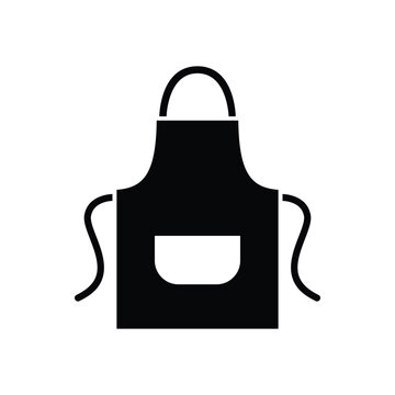 Black kitchen apron silhouette icon with a front pocket for cooking and baking
