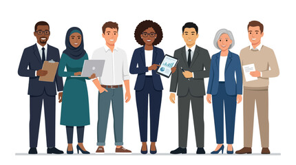 Obraz premium Diverse Business Professionals Team Illustration