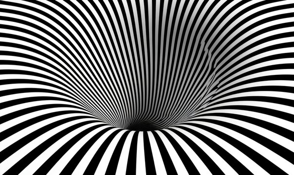 Black and white optical illusion of a funnel-shaped vortex