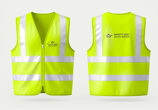 Safety Vest Jacket Mockup Front and Back