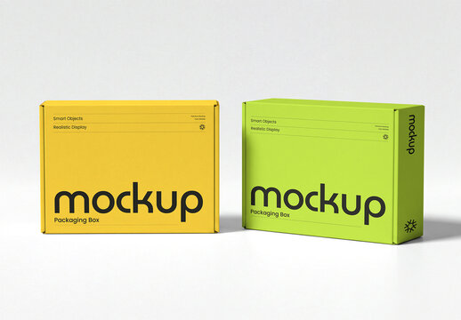 Packaging Box Mockup Front and Side View