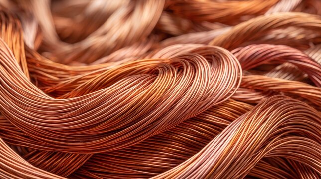 Close-up of twisted copper wires with intricate patterns.