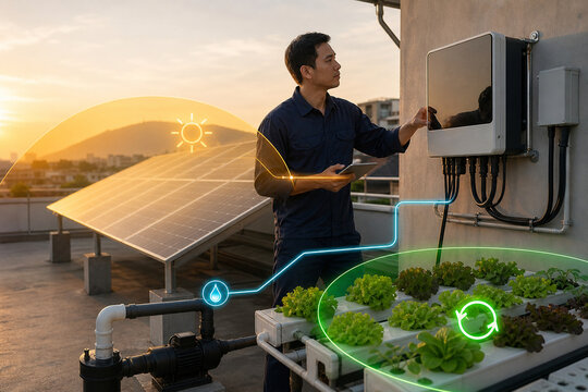 Solar powered hydroponic circulation pumps
