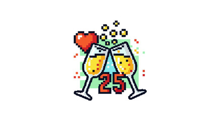 Fototapeta premium Two Glasses with Heart Celebration.