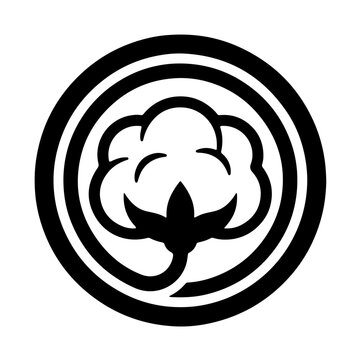 Cotton Plant Flower Icon Symbol for Textile and Organic Fabric Logo