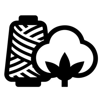 Cotton Thread Spool and Raw Boll Icon for Textile Production Label
