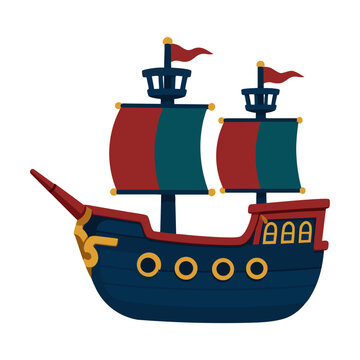 Playful Pirate Ship Illustration