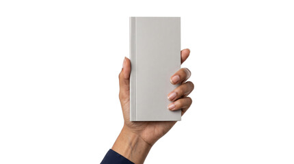 Book blank white hardcover mockup held upright in hand for education literature and publishing design PNG, Transparent Background © Abdulmalek