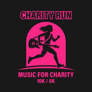 Charity Run Music For Charity 10k 5k Event Silhouette