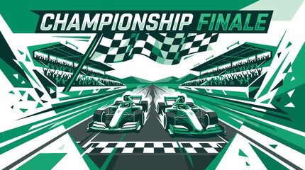 Fototapeta premium Championship Finale Vibrant Racing Cars Competing On Track Towards Victory