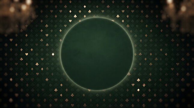  Green casino background with gold playing card suit pattern