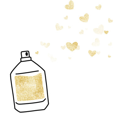 Perfume Bottle with Golden Hearts