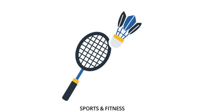 Badminton Racket and Shuttlecock Sports Equipment.