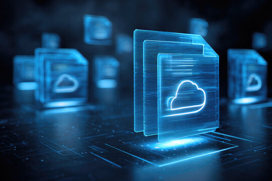 Online documentation database. AI document management system DMS concept. FTP (File Transfer Protocol), Secure FTP. Internet cloud technology, exchange information and data storage concept  