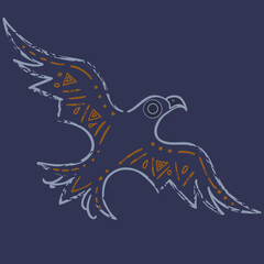 Fototapeta premium Minimalist vector illustration of a bird or eagle in flight rendered with clean dark line art