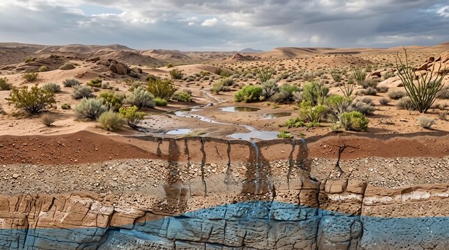 Groundwater recharge in an arid desert landscape through rainwater infiltration