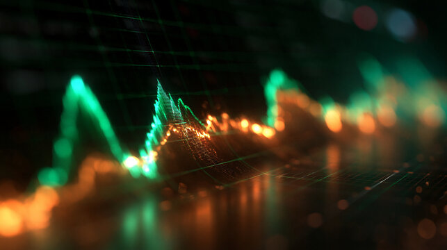 Glowing Financial Stock Market Chart on Dark Background