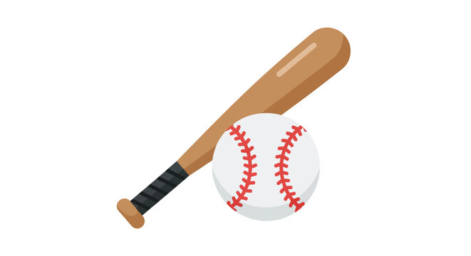 Baseball Bat and Red Stitched Ball.