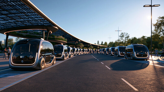 Autonomous Electric Shuttles at Modern Solar Transit Station