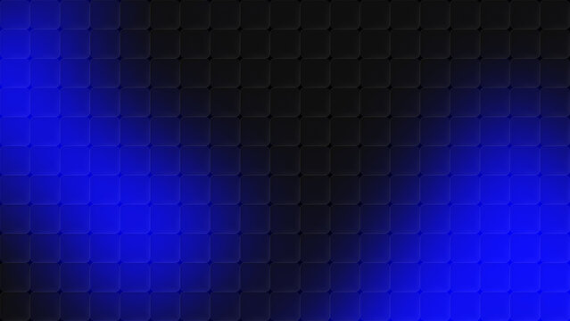 Gradient cubic glass pattern background with neon blue and black colors