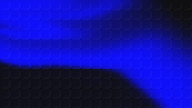 Neon blue and black gradient cubic glass pattern background