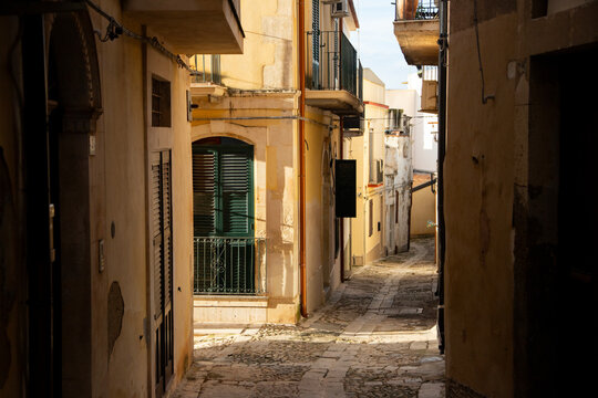Noto, Italy; October 1, 2026: Narrow, colorful streets with staircases in the old part of the city.