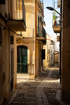 Noto, Italy; October 1, 2026: Narrow, colorful streets with staircases in the old part of the city.