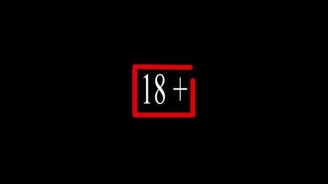 Animation of under 18 prohibition sign symbol on a white background 4k looping