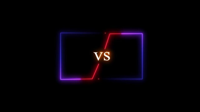 VS versus bars neon glowing animated. Versus vs bars icon. vs game match team challenge sign symbol. Competition vs match game, battle vs sport.