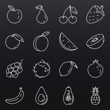 Vector Set of Outline Fruit Icons