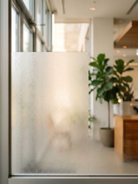 Frosted Glass Window in Modern Office Interior