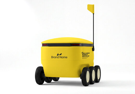 Delivery Robot Mockup on White Background