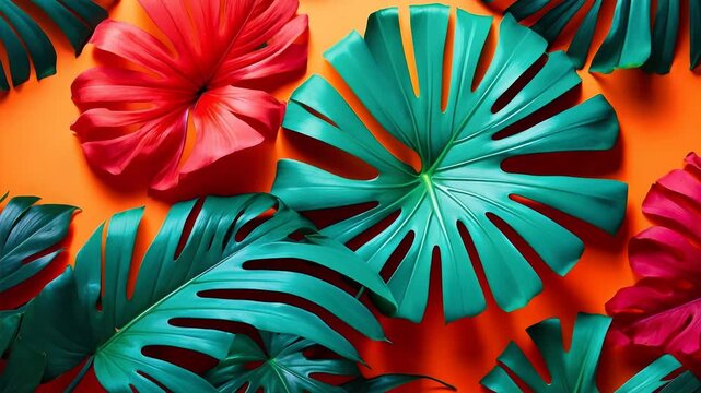 Background copy space for text summer tropical flat lay with accessories vacation sea AI Generative