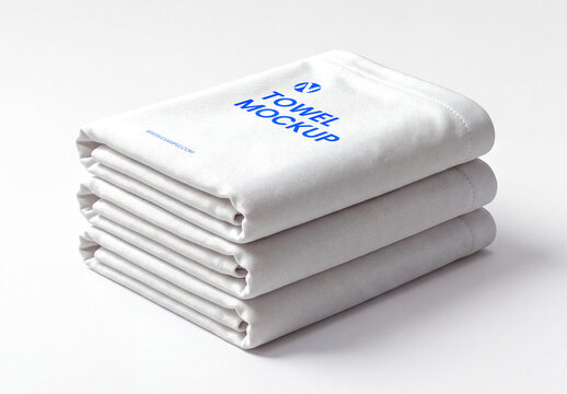 Stack of Folded White Towel Mockup
