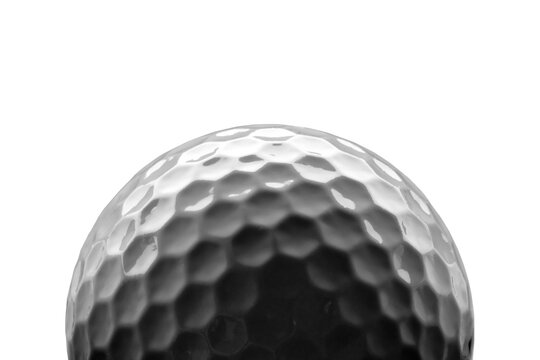 Close up of golf ball isolated from background