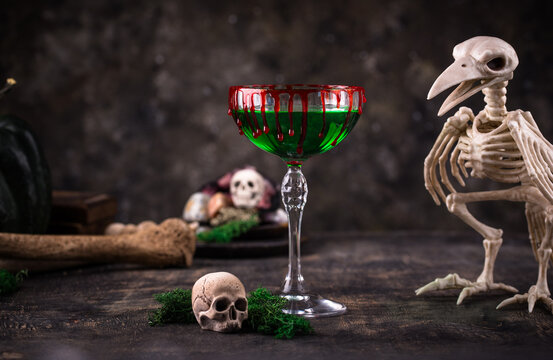 Halloween green zombie martini cocktail for party
