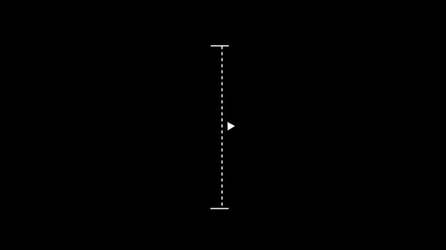 White vertical dotted line measuring height animation, alpha channel. Motion graphics of line direction concept