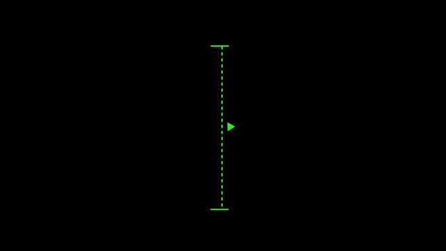 Green vertical dotted line measuring height animation, alpha channel. Motion graphics of line direction concept