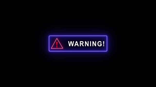 System hacked warning alert concept on the transparent background. virus, spyware, scam or Malicious software. Cyber security and cybercrime. Motion graphics of warning concept. Glow neon background