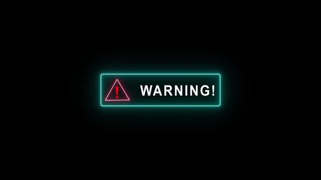 System hacked warning alert concept on the transparent background. virus, spyware, scam or Malicious software. Cyber security and cybercrime. Motion graphics of warning concept. Glow neon background