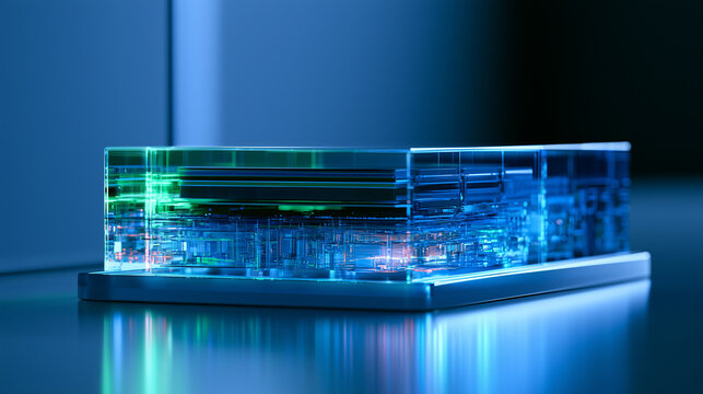 Macro shot of glowing internal layers of a next-generation solid-state battery