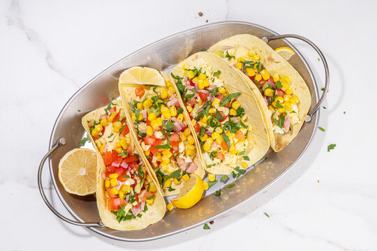 Breakfast Egg Tacos with Scrambled Egg and Vegetable Salad